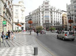 Granada, Spain upon getting of bus in city center - Gran Via de Colon