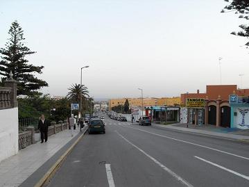Looking down street towards port where ferry leaves for Tangier.  Tarifa, Spain