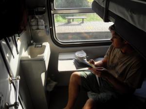 Me in first class cabin, from Bangkok to Surat Thani