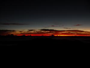 Waiting for the sunrise on Haleakala volcano